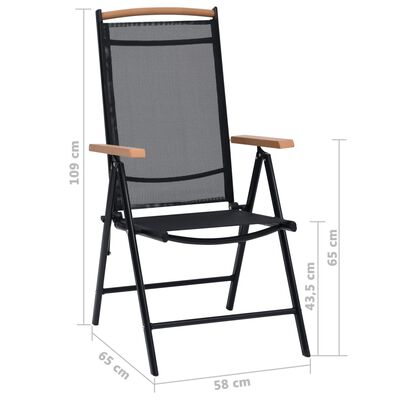 vidaXL Sklopive vrtne stolice 2 kom od aluminija i tekstilena crne