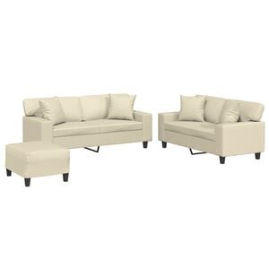 vidaXL 3-dijelni set sofa s jastucima krem od umjetne kože