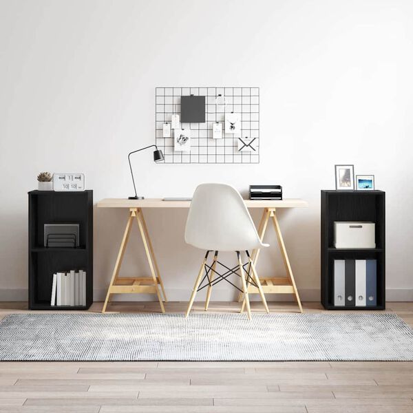 vidaXL Set TV komoda Zidne 2 pcs Crni hrast 37 x 35 x 72 cm