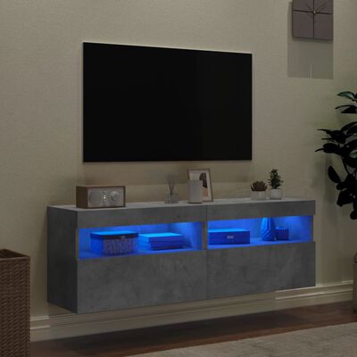 vidaXL Zidni TV ormarići LED 2 kom boja betona 60x30x40 cm