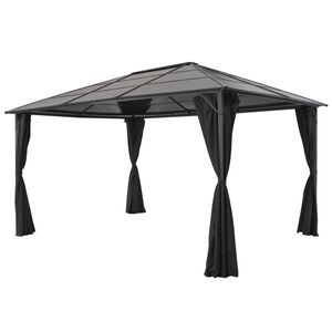 vidaXL Sjenica sa zastorom aluminijska 4 x 3 x 2,6 m crna