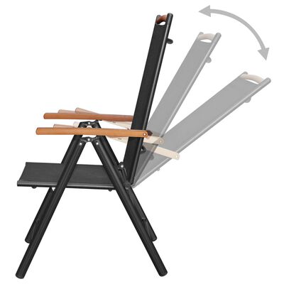 vidaXL 7-dijelni vrtni blagovaonski set sa sklopivim stolicama aluminijski crni