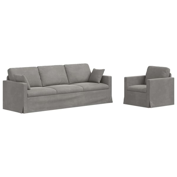 vidaXL Sofa 2 pcs Svijetlo siva 228 x 78 x 80 cm Bar&scaron;un