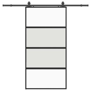 vidaXL Klizna vrata s priborom crna 102,5 x 205 cm kaljeno staklo