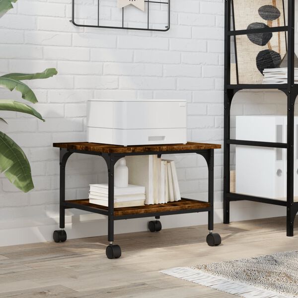 vidaXL Stalak za pisač s 2 razine boja hrasta 50 x 40 x 38 cm drveni