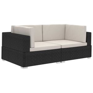 vidaXL Modularne kutne fotelje s jastucima 2 kom od poliratana crne