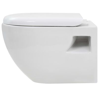 vidaXL Zidna toaletna školjka s ugradbenim vodokotlićem keramička