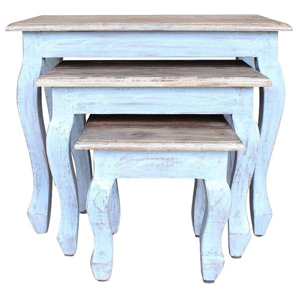 vidaXL Trodijelni set uklapajućih stolića od masivnog drva mahagonija