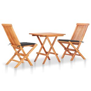 vidaXL 3-dijelni bistro set s antracit jastucima od masivne tikovine