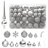 vidaXL Set božićnih kuglica od 111 komada srebrni od polistirena