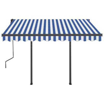 vidaXL Automatska tenda na uvlačenje sa stupovima 3x2,5 m plavo-bijela