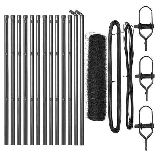 vidaXL Stup za ogradu Siva 25 x 0,6 m (mreza od 50 mm) Čelik i PVC