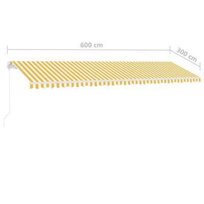 vidaXL Samostojeća tenda na ručno uvlačenje 600 x 300 cm žuto-bijela