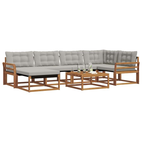 vidaXL Set vanjskih sofa s jastukom 7 pcs Prirodna i svijetlo siva