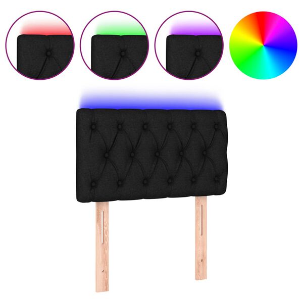 vidaXL LED uzglavlje crno 80 x 7 x 78/88 cm od tkanine