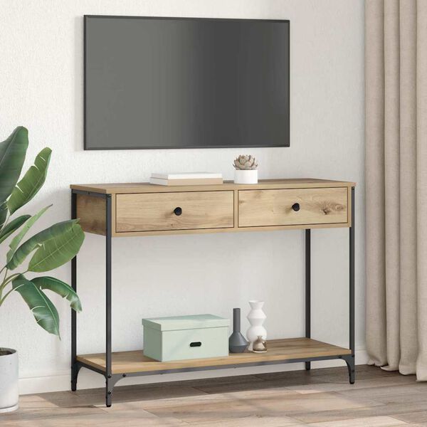 vidaXL Konzolna stolica s ladicama Umjetnički hrast 100 x 34,5 x 75 cm