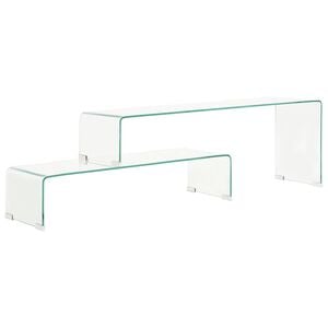 vidaXL 2-dijelni set stolića za kavu 90x30x20/110x30x40 cm stakleni