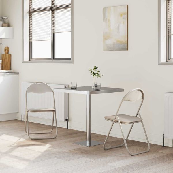 vidaXL Sklopiva stolica 2 pcs Pijesak 48 x 43,5 x 81 cm Lažna koža