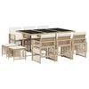 vidaXL 11-dijelni vrtni blagovaonski set od poliratana s jastucima bež