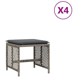 vidaXL Vrtni stolci s jastucima 4 kom sivi 41x41x36 cm od poliratana