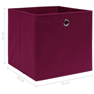 vidaXL Kutije za pohranu 4 kom tamnocrvene 32 x 32 x 32 cm od tkanine