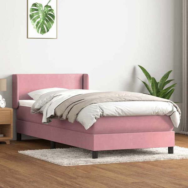 vidaXL Box spring krevet s madracem ružičasti 80 x 220 cm bar&scaron;unasti