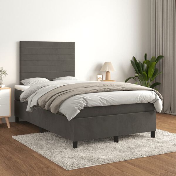 vidaXL Krevet box spring s madracem tamnosivi 120 x 190 cm bar&scaron;un