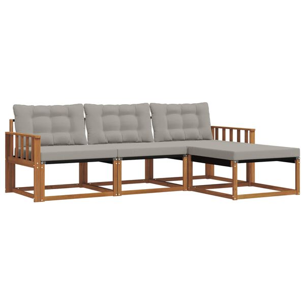 vidaXL Set vanjskih sofa s jastukom 4 pcs Prirodna i svijetlo siva