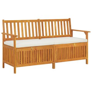 vidaXL Klupa za pohranu s jastukom 148 cm od masivnog bagremovog drva