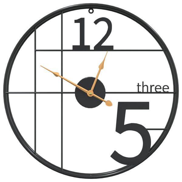 vidaXL Zidni sat crni Ø 50 cm željezni