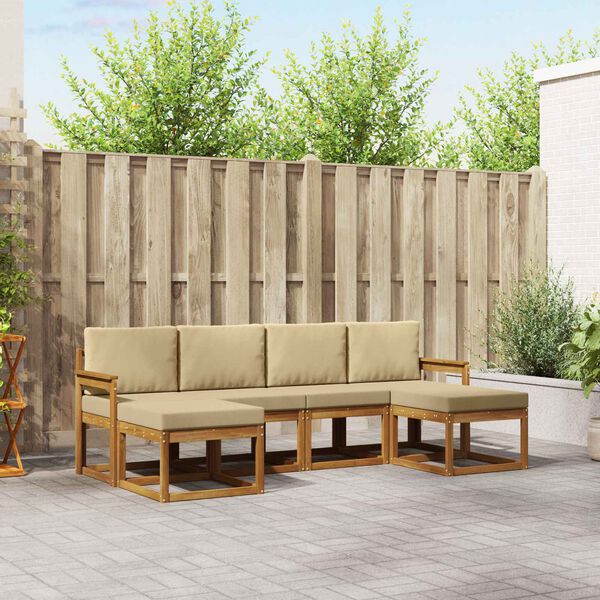 vidaXL Set vanjskih sofa 6 pcs Prirodna i bež Konstruirano drvo