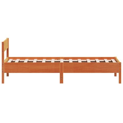 vidaXL Okvir kreveta s uzglavljem voštano smeđi 90x200 cm od borovine
