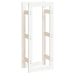 vidaXL Stalak za drva za ogrjev bijeli 41x25x100 cm masivna borovina
