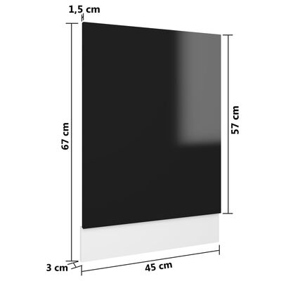vidaXL Ploča za perilicu posuđa sjajna crna 45 x 3 x 67 cm od iverice