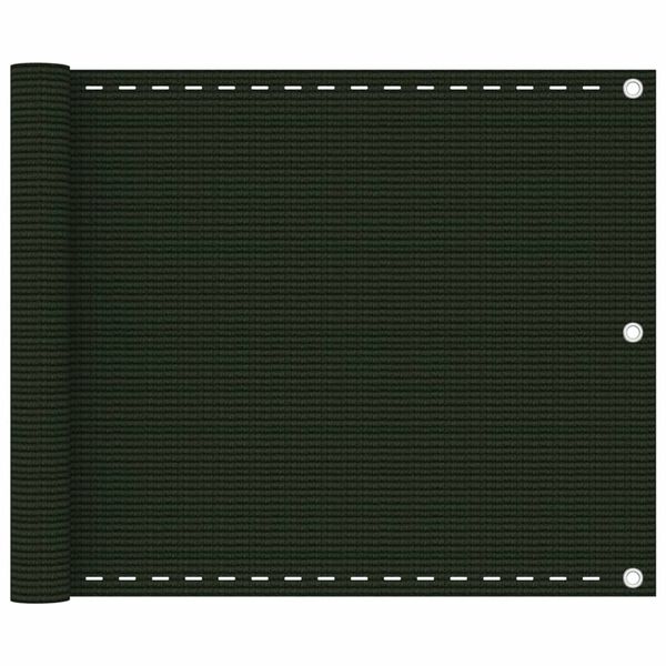 vidaXL Balkonski zastor tamnozeleni 75 x 500 cm HDPE