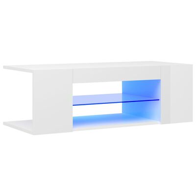 vidaXL TV ormarić s LED svjetlima visoki sjaj bijeli 90 x 39 x 30 cm