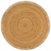 vidaXL Pleteni ukrasni tepih s valovitim rubom 150 cm okrugli od jute