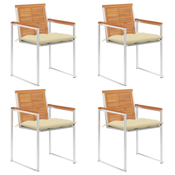 vidaXL Vrtne stolice s jastucima 4 kom od masivnog bagremovog drva