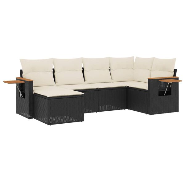 vidaXL 6-dijelni set vrtnih sofa s jastucima crni od poliratana