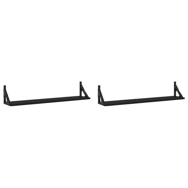 vidaXL Zidne police 2 kom crne 80 x 15 x 15,5 cm od konstruiranog drva