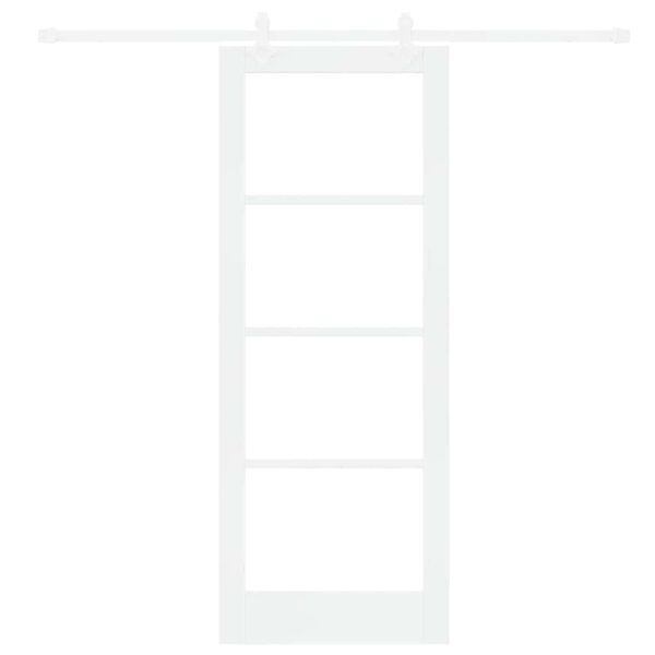 vidaXL Klizna vrata Bijelo 78 x 202 cm Masivna borovina i staklo
