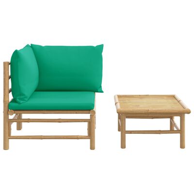 vidaXL 2-dijelna vrtna garnitura od bambusa sa zelenim jastucima