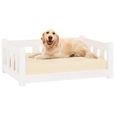 vidaXL Krevet za pse bijeli 75,5 x 55,5 x 28 cm od masivne borovine