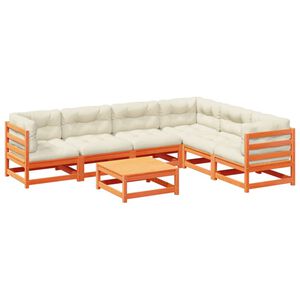 vidaXL 7-dijelni set vrtnih sofa s jastucima voštano smeđi od borovine
