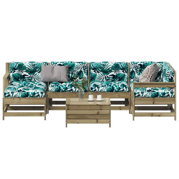 vidaXL 7-dijelna vrtna garnitura od impregnirane borovine s jastucima