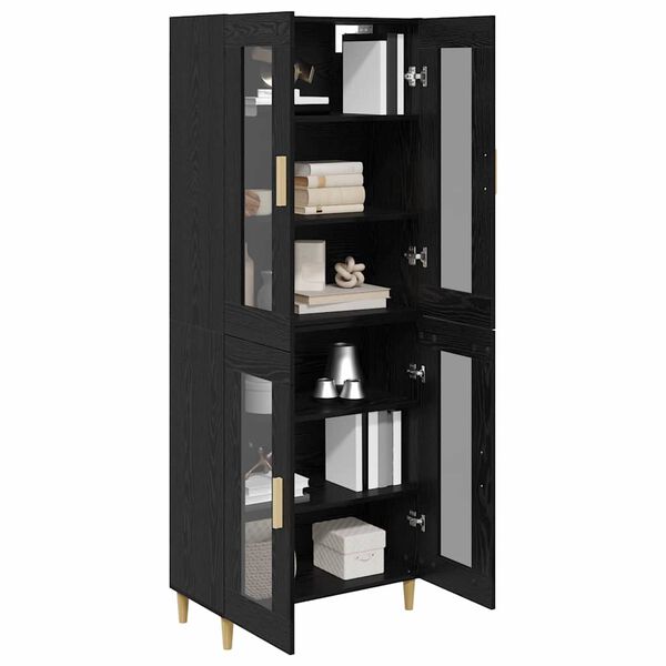 vidaXL Highboard Crni hrast 69,5 x 34 x 180 cm Konstruirano drvo