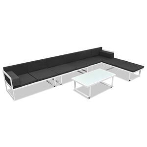 vidaXL 5-dijelna vrtna garnitura od aluminija i tekstilena crna