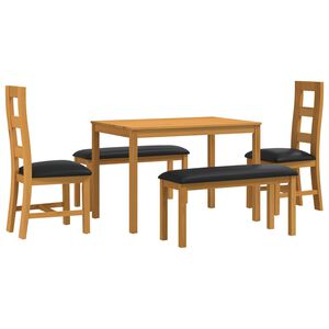 vidaXL Blagovaonski set 5 kom. Crna Čvrsto Hrastovo Drvo