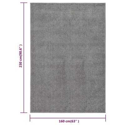 vidaXL Tepih s kratkim vlaknima 160 x 230 cm sivi