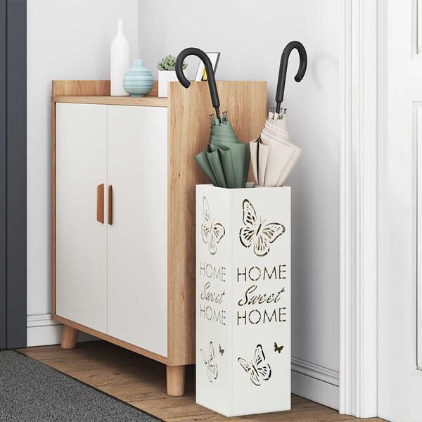 vidaXL Stalak za kišobran s pohranom Bijelo 15,5 x 15,5 x 49 cm Metal